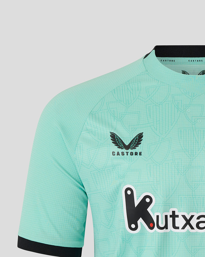 Mint green Athletic Club Bilbao third jersey front chest with Castore logo on the right, shield crest on the left, and Kutxa sponsor across.