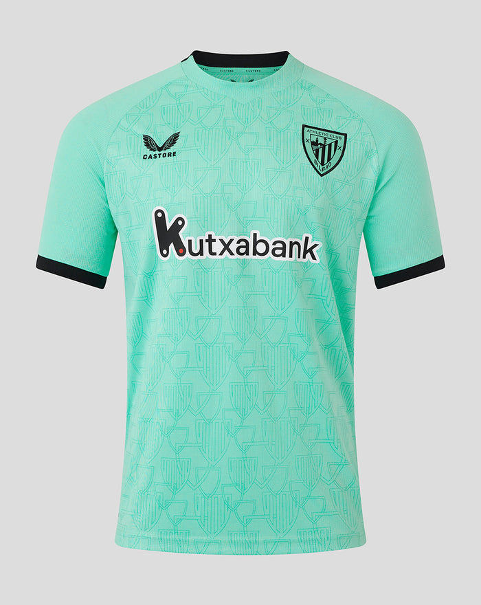 Mint green Athletic Club third short sleeve shirt with crest on left chest and Kutxabank sponsor
