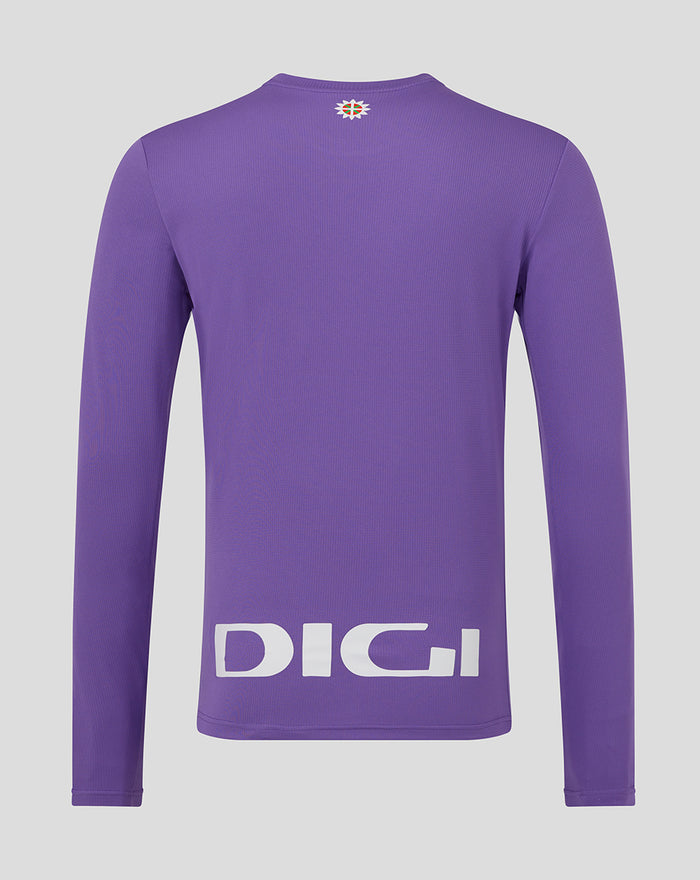 Back view of purple Athletic Club goalkeeper jersey showing small crest at neckline and large DIGI graphic at lower back