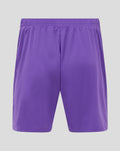Back view of purple Athletic Club goalkeeper shorts with elastic waistband