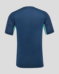 Back view of navy Athletic Club Performance Short Sleeve Tee with heathered sleeves