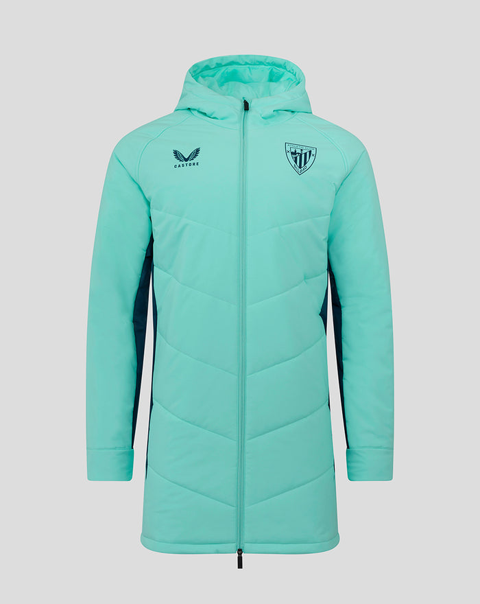 Mint green Athletic Club Performance padded jacket with hood and chest crest
