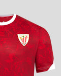 Red Athletic Club jersey close up showing club crest on the left chest and white sleeve trim