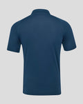 Back view of navy blue Athletic Club poly polo shirt