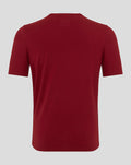 Back view of red Athletic Club Travel Short Sleeve Tee with plain design.