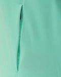 Close up of mint green fabric showing a zippered placket on the Athletic Club jacket