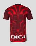 Back view of Athletic Club 4th short sleeve junior shirt with bold red and black pattern.