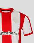 Athletic Club retro shirt for women with red and white vertical stripes and crest on the chest