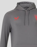Gray hooded mid layer with red Castore logo on the left chest and Athletic Club Bilbao crest on the right chest