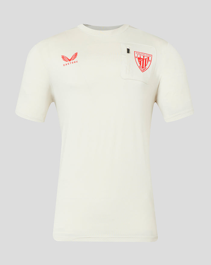 Cream Athletic Club Bilbao short sleeve T shirt with crest on the chest pocket and Castore logo