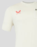 Cream T shirt with Castore logo on left chest and Athletic Club Bilbao crest on pocket