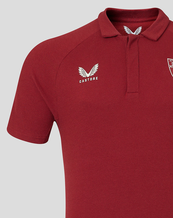 Red Athletic Club Bilbao polo shirt for men with white Castore logo on the chest and club crest on the front
