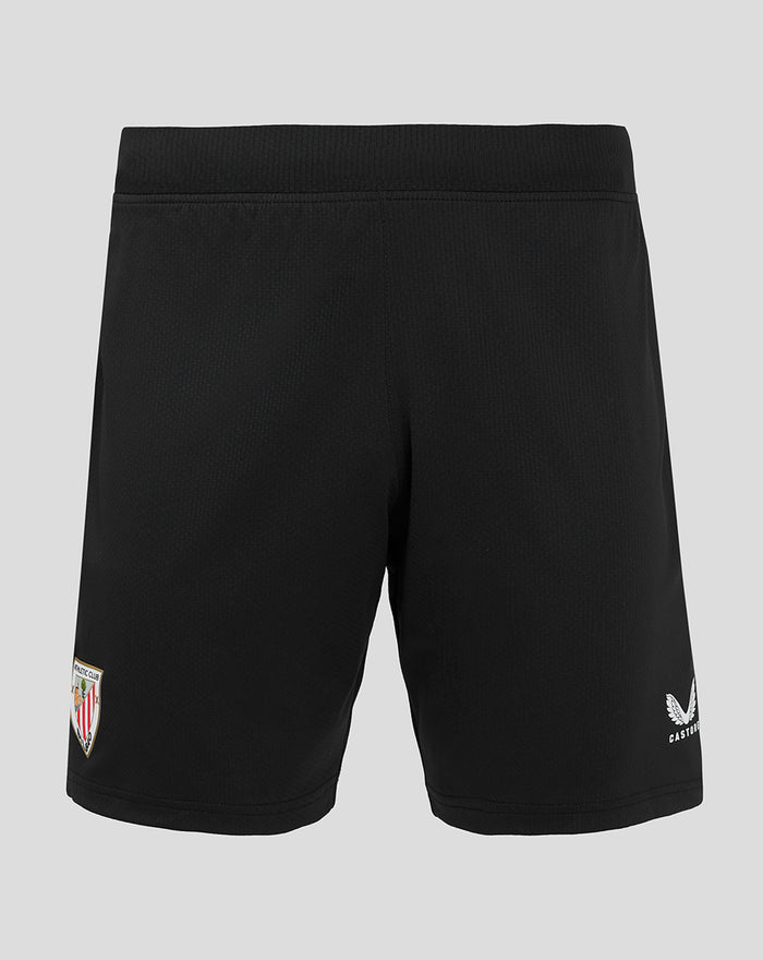 Back view of black home alternate shorts with a team crest on the left leg and Castore branding on the right