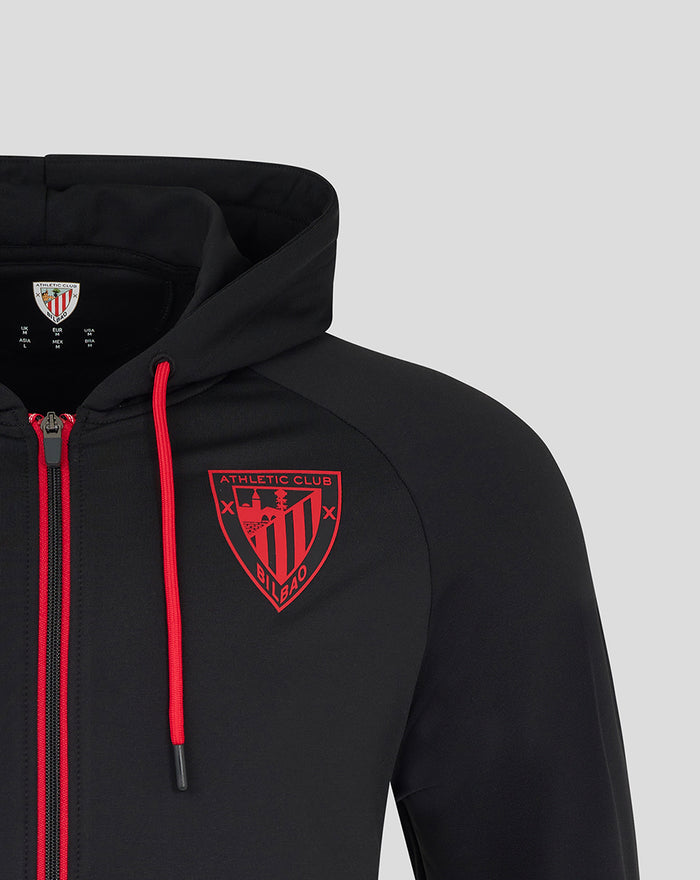 Athletic Club Bilbao Classic fleece full zip hoodie in black with red zipper and crest on chest