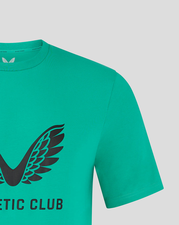 Teal green men's tee with a large black wing logo on the chest and partial Athletic Club text