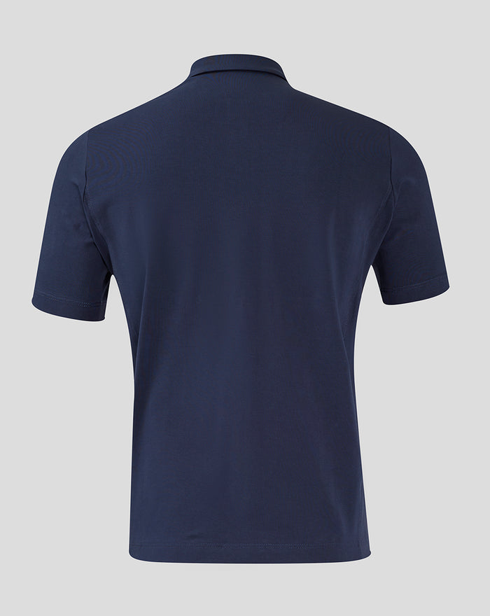 Back view of navy Men’s Athletic Club Travel Polo with a clean structured fit