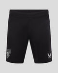Black GK training shorts without pockets showing a team crest on the left leg and Castore logo on the right leg.