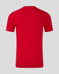 Back view of red MEN'S CORE CREST TEE with solid color.