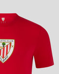Red MEN'S CORE CREST TEE close up of chest crest featuring Athletic Club Bilbao emblem.