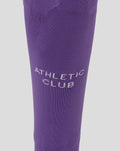 Purple Athletic Club goalkeeper sock close up with Athletic Club branding at the shin