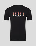 Black table football tee featuring a row of red foosball players and the athletic club branding