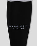 Close up of black Athletic Club home GK footless sock with white branding along the leg