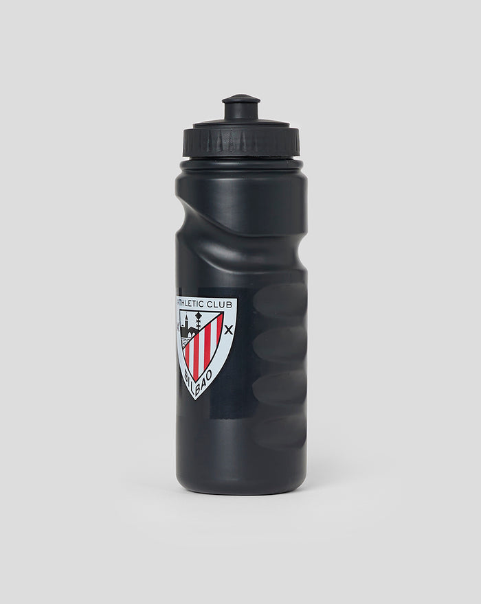 Botella deportiva negra con tapa y parche del Athletic Club Bilbao