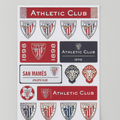 A4 sheet of Athletic Club Bilbao stickers featuring crests and logos